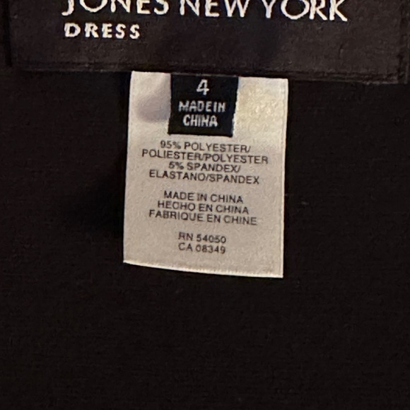 Black Jersey Beaded Midi Dress by Jones New York Long  Sleeves V-Neck - Sz 4-6 - Picture 15 of 15